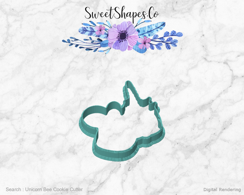 Unicorn Bee Cookie Cutter — front view