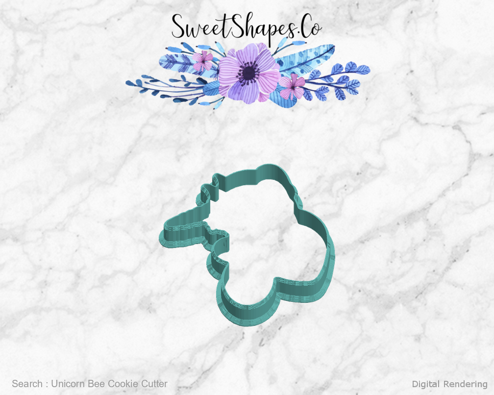 Unicorn Bee Cookie Cutter — left view