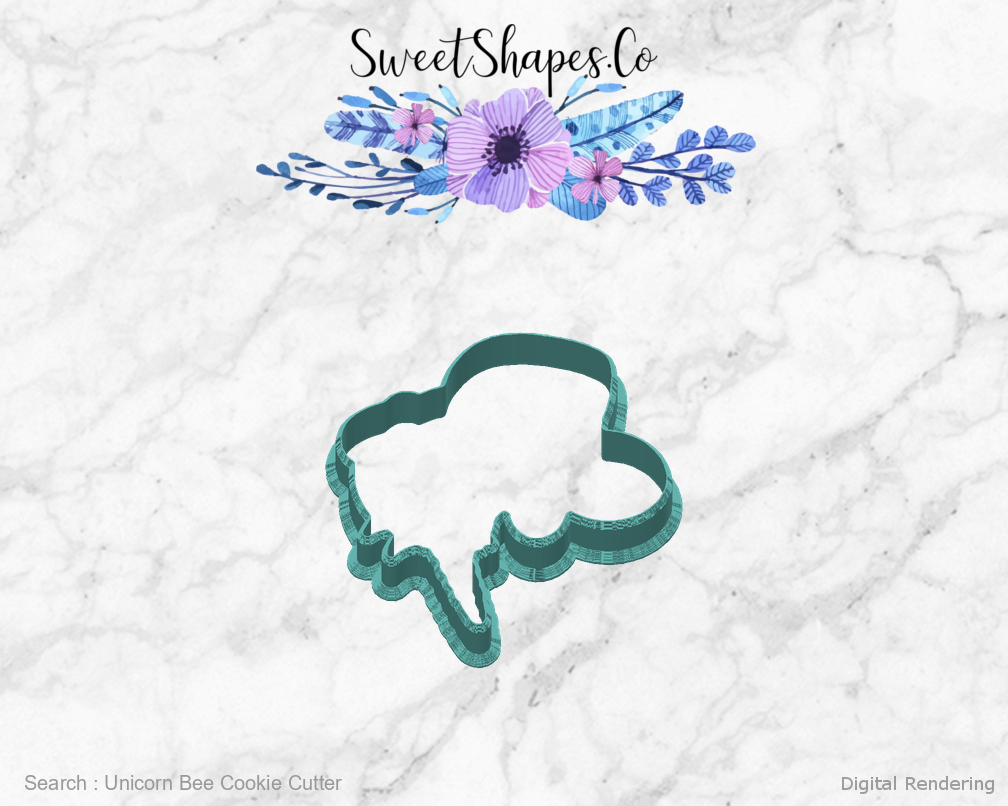 Unicorn Bee Cookie Cutter — back view