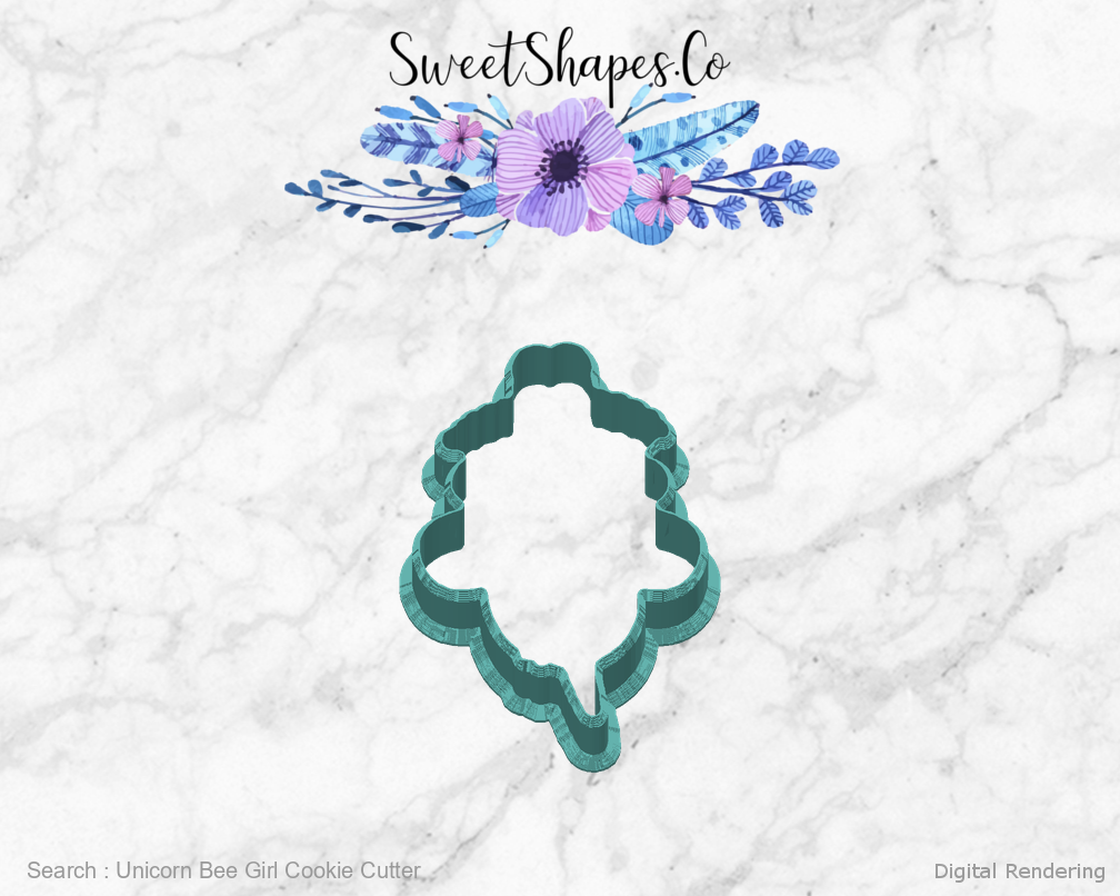 Unicorn Bee Girl Cookie Cutter — back view