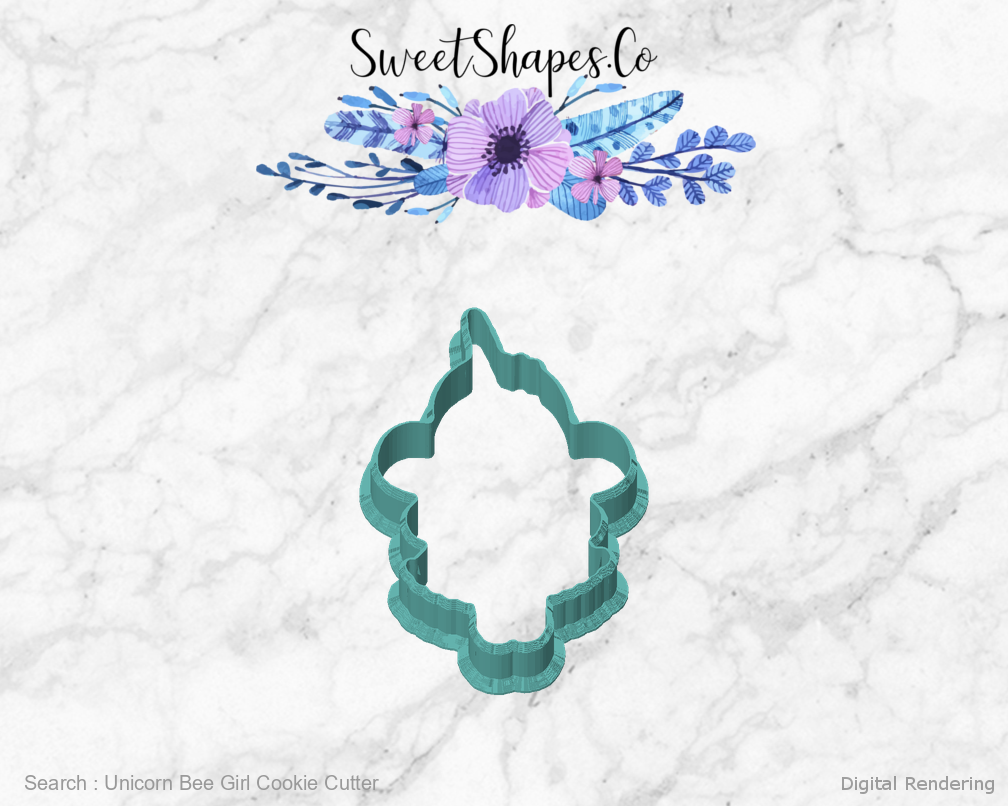 Unicorn Bee Girl Cookie Cutter — front view