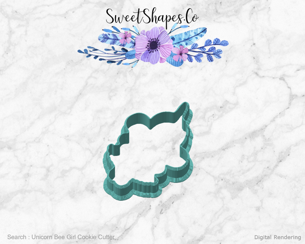 Unicorn Bee Girl Cookie Cutter — angled front view