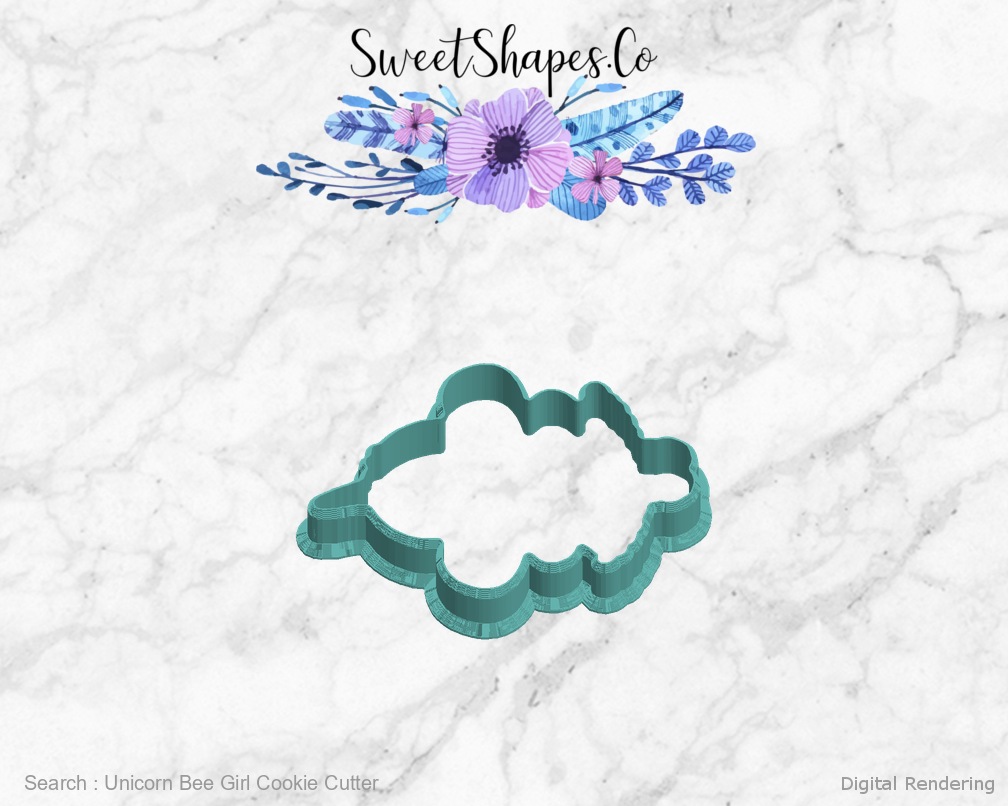 Unicorn Bee Girl Cookie Cutter — left view