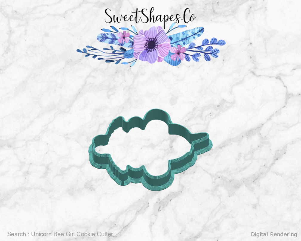 Unicorn Bee Girl Cookie Cutter — right view