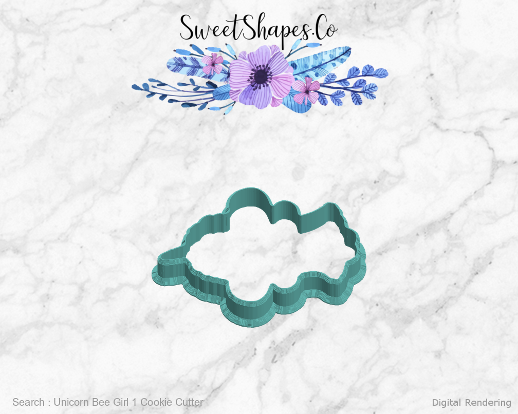 Unicorn Bee Girl 1 Cookie Cutter — left view