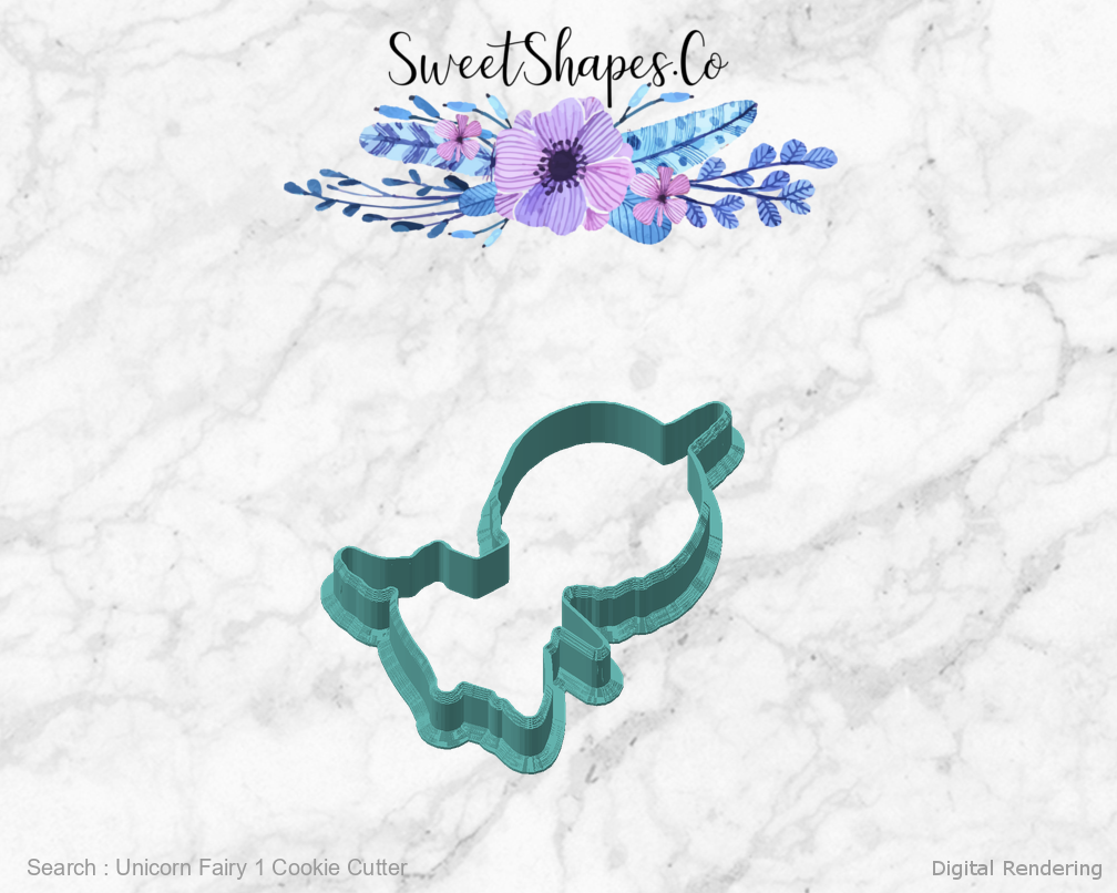 Unicorn Fairy 1 Cookie Cutter — angled front view