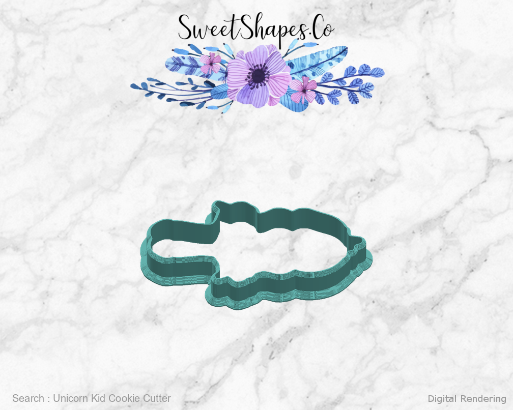 Unicorn Kid Cookie Cutter — right view