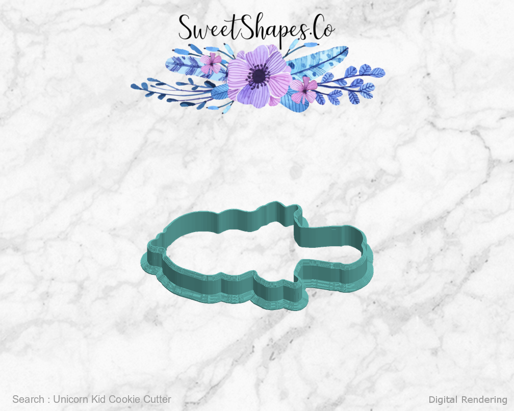 Unicorn Kid Cookie Cutter — left view