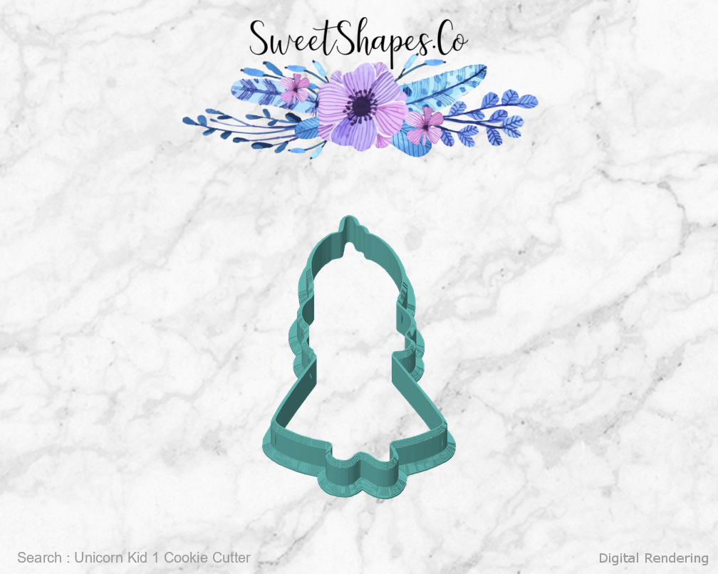 Unicorn Kid 1 Cookie Cutter — front view