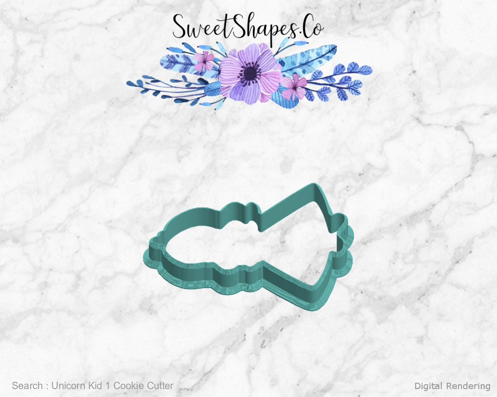 Unicorn Kid 1 Cookie Cutter — left view