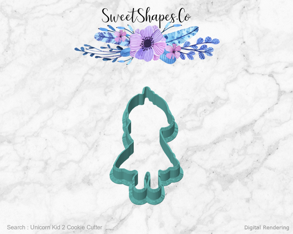 Unicorn Kid 2 Cookie Cutter — front view