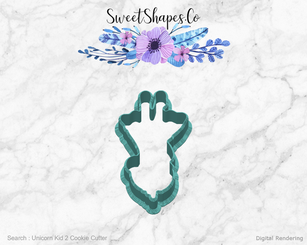 Unicorn Kid 2 Cookie Cutter — back view