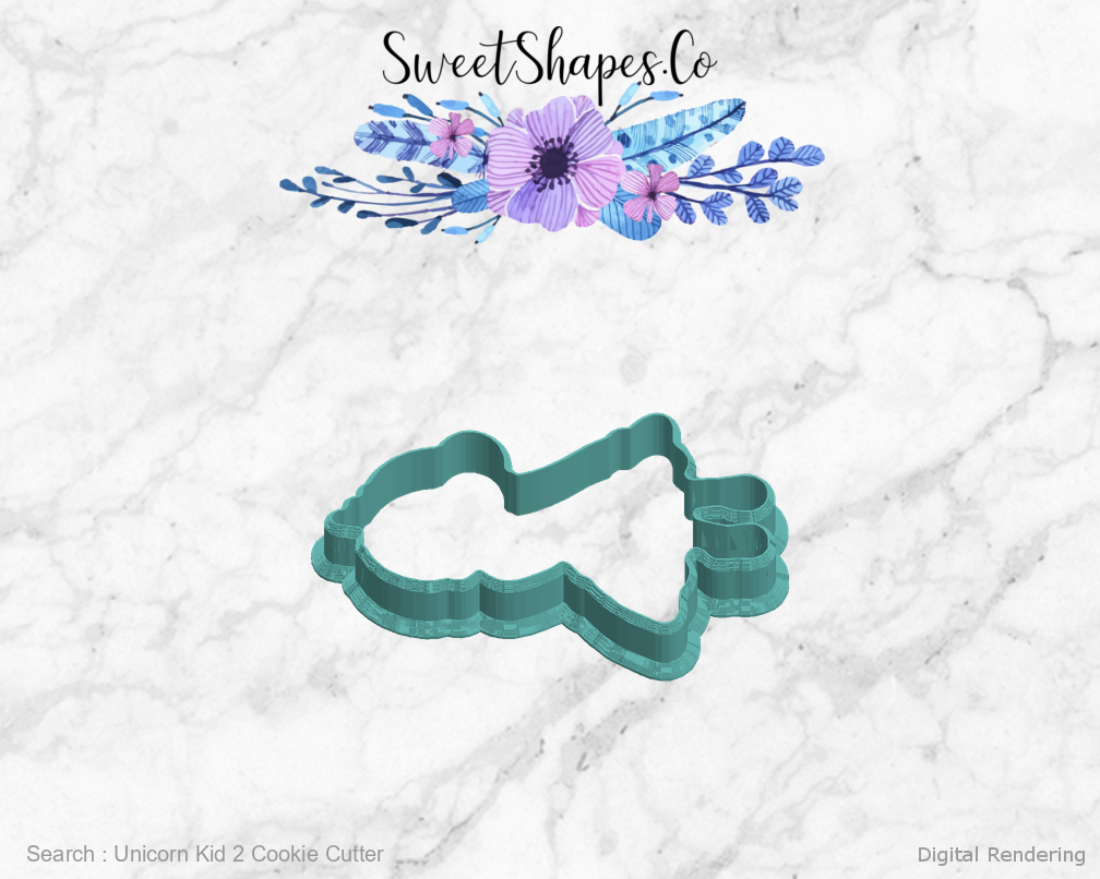 Unicorn Kid 2 Cookie Cutter — left view