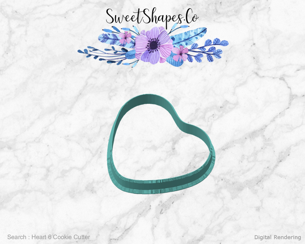 Heart 6 Cookie Cutter — angled front view