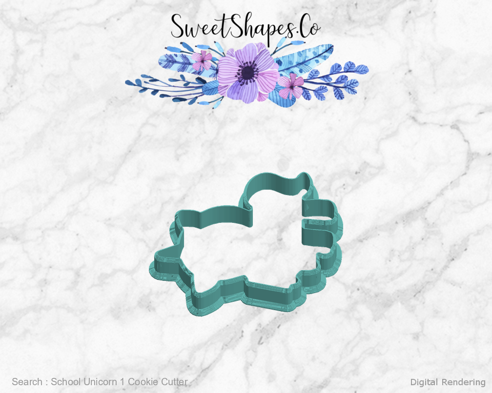 School Unicorn 1 Cookie Cutter — left view