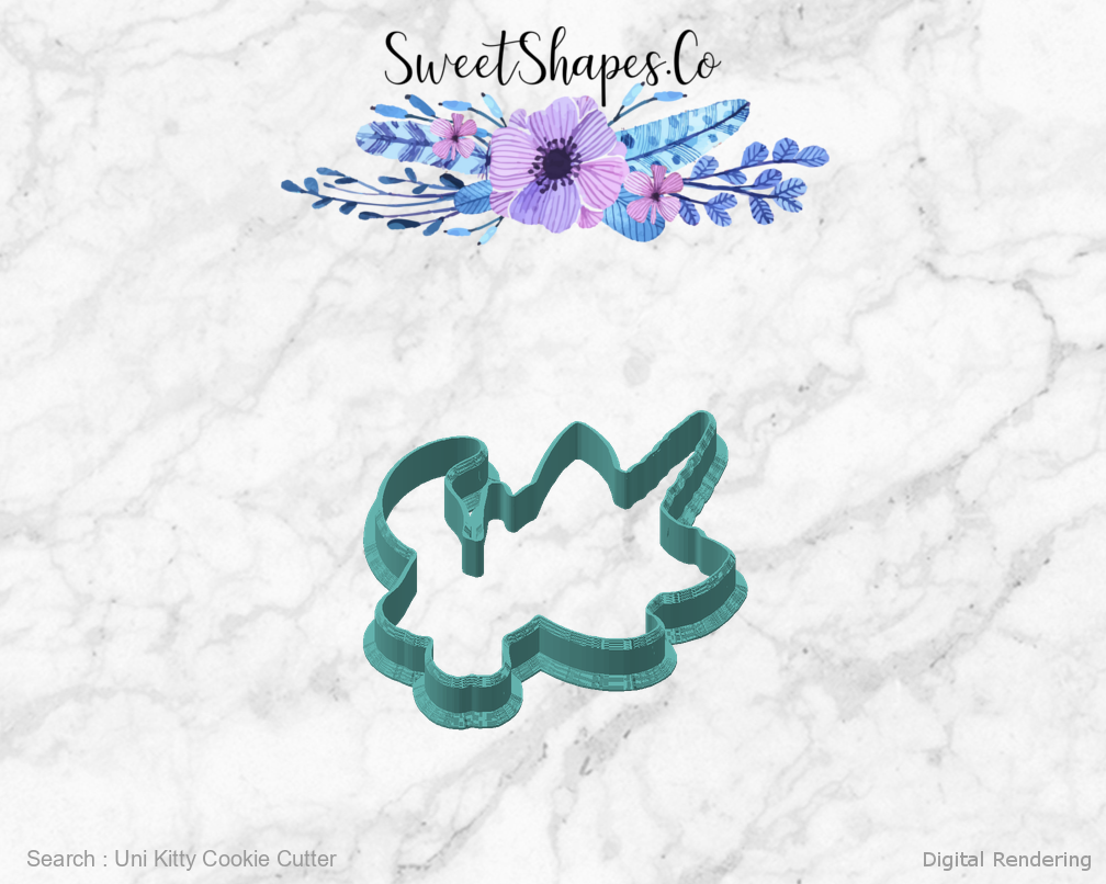 Uni Kitty Cookie Cutter — angled front view