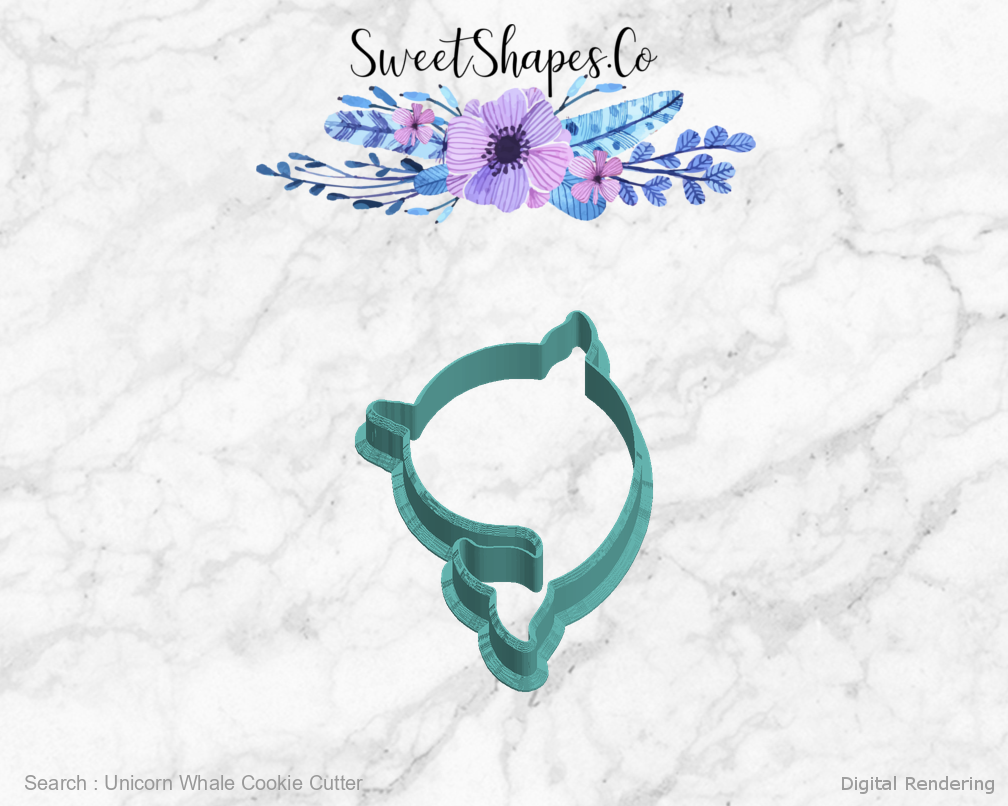 Unicorn Whale Cookie Cutter — left view