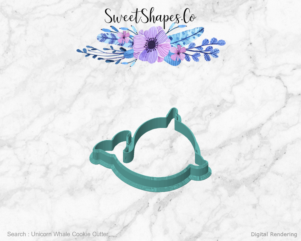 Unicorn Whale Cookie Cutter — front view