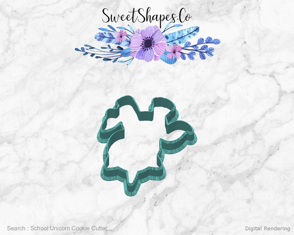 School Unicorn Cookie Cutter — back view