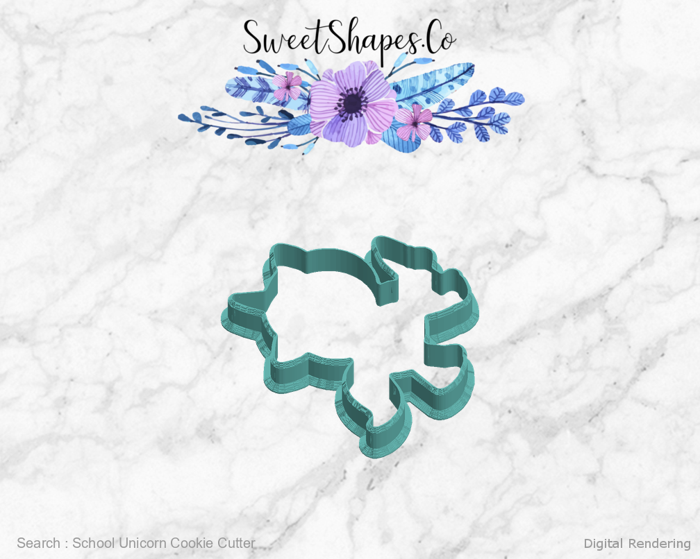 School Unicorn Cookie Cutter — left view