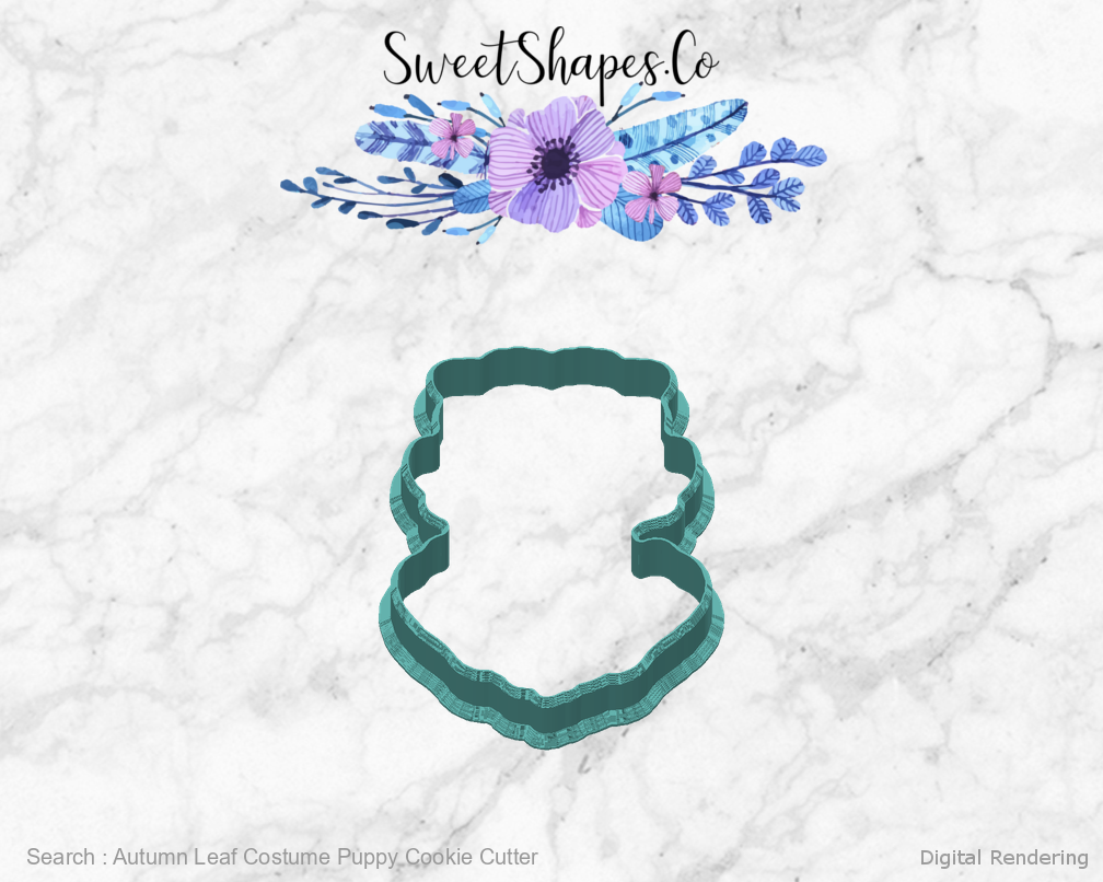 Autumn Leaf Costume Puppy Cookie Cutter — back view