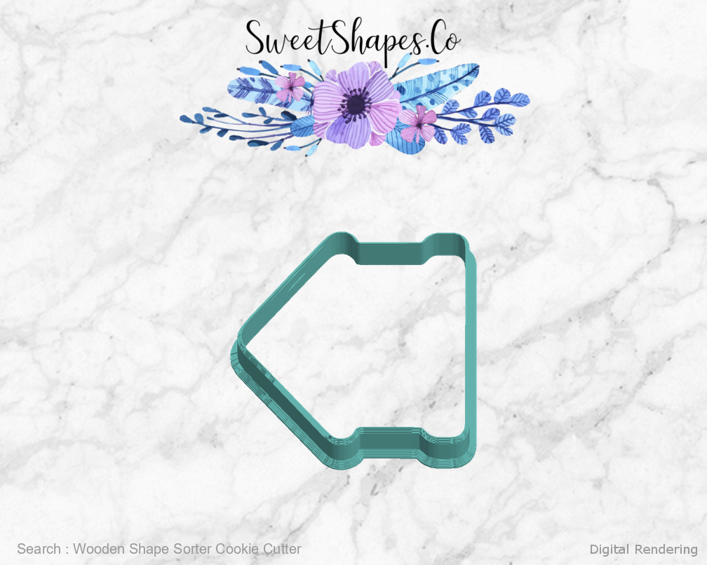 Wooden Shape Sorter Cookie Cutter — left view