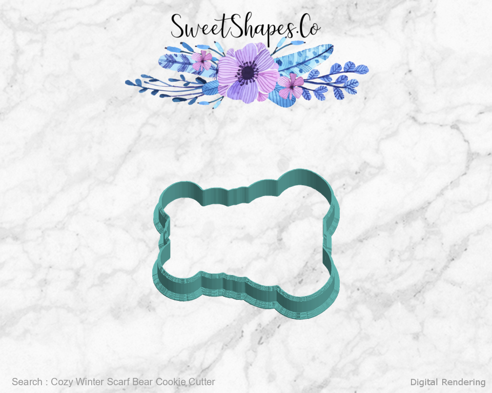 Cozy Winter Scarf Bear Cookie Cutter — left view