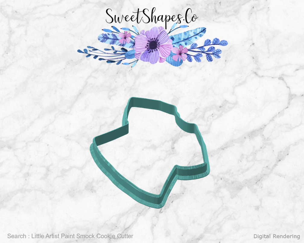 Little Artist Paint Smock Cookie Cutter — angled front view