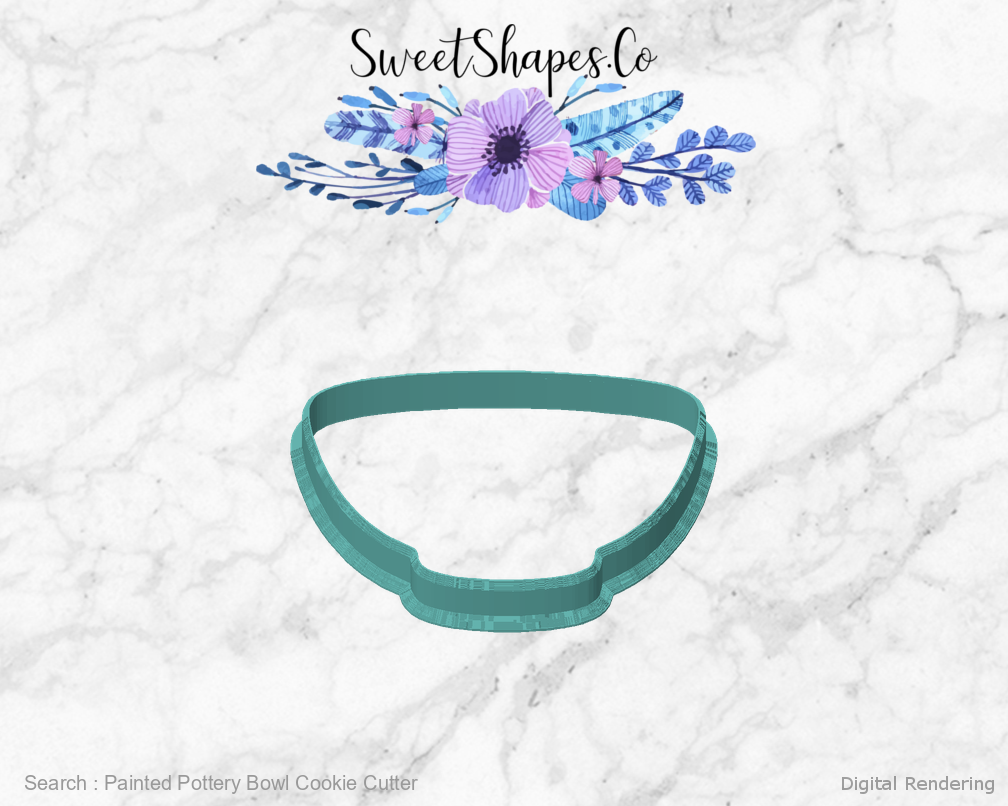 Painted Pottery Bowl Cookie Cutter — front view