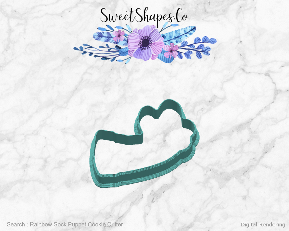Rainbow Sock Puppet Cookie Cutter — right view