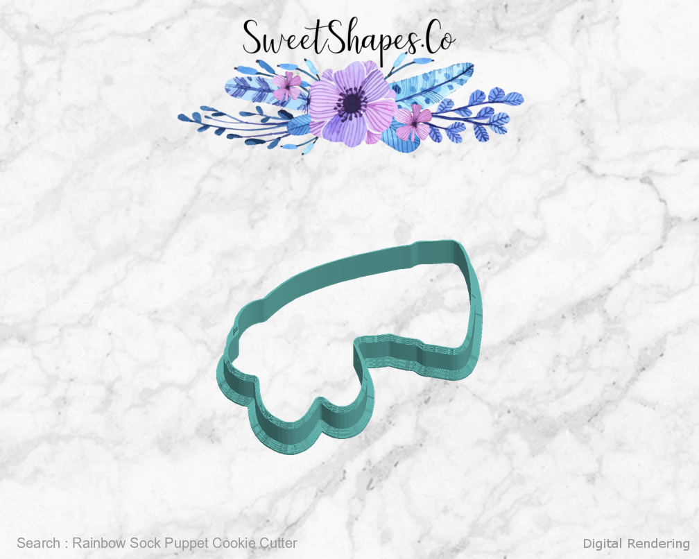 Rainbow Sock Puppet Cookie Cutter — left view