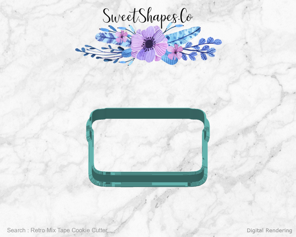 Retro Mix Tape Cookie Cutter — back view