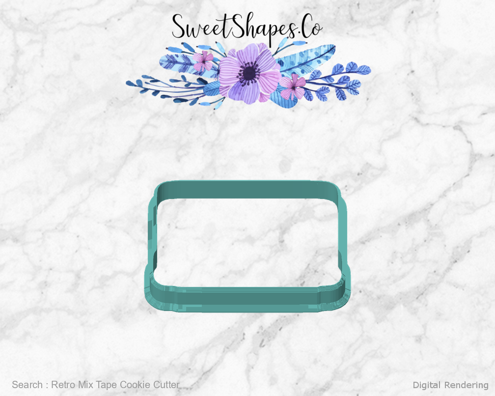 Retro Mix Tape Cookie Cutter — front view