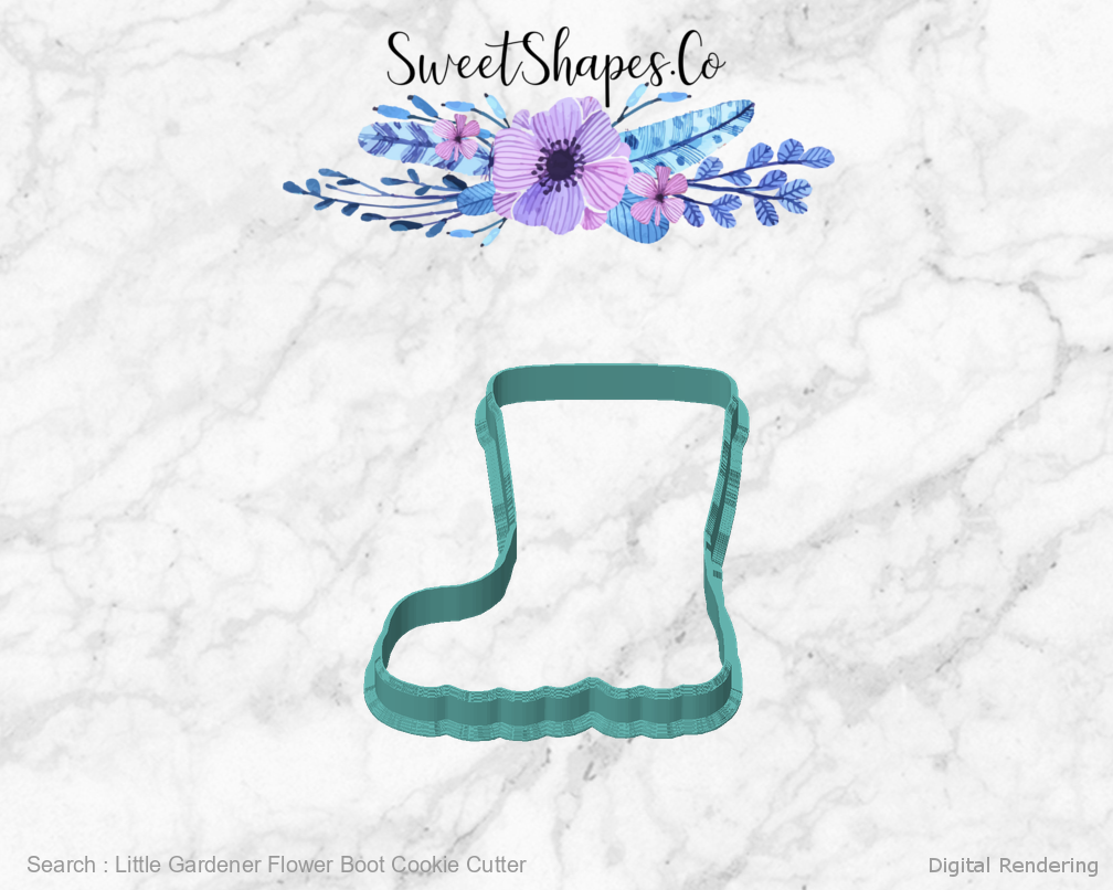 Little Gardener Flower Boot Cookie Cutter — front view