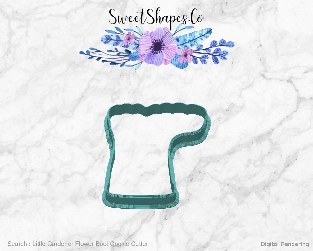 Little Gardener Flower Boot Cookie Cutter — back view