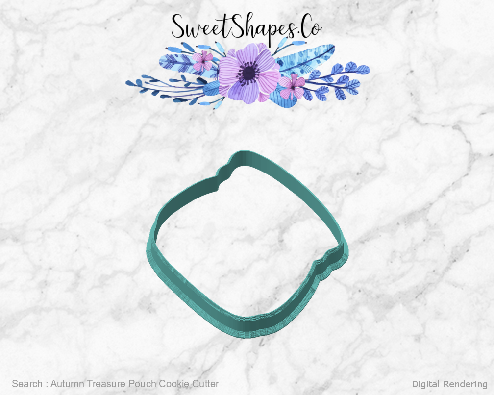 Autumn Treasure Pouch Cookie Cutter — angled front view