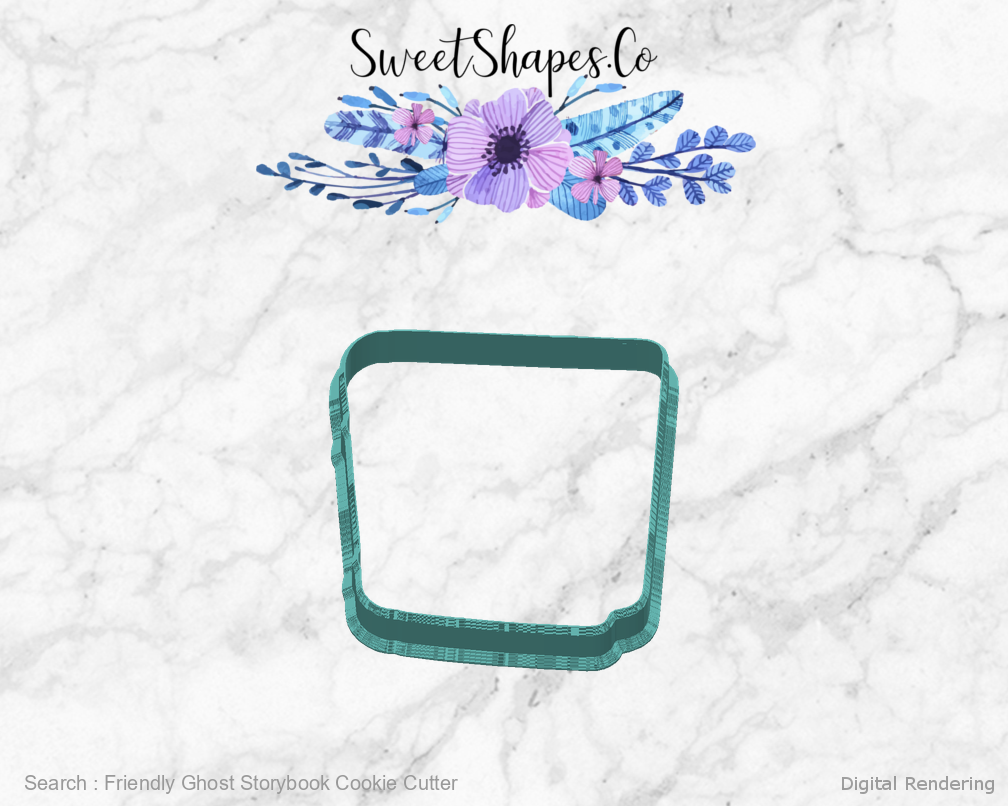 Friendly Ghost Storybook Cookie Cutter — back view