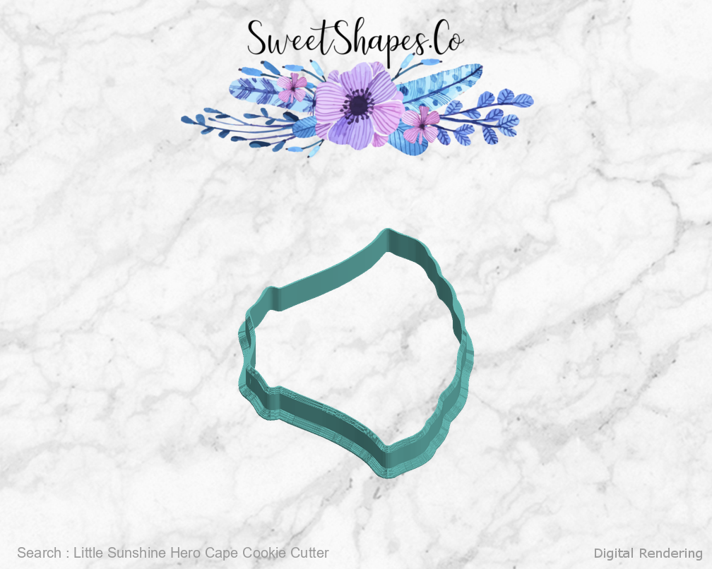 Little Sunshine Hero Cape Cookie Cutter — left view
