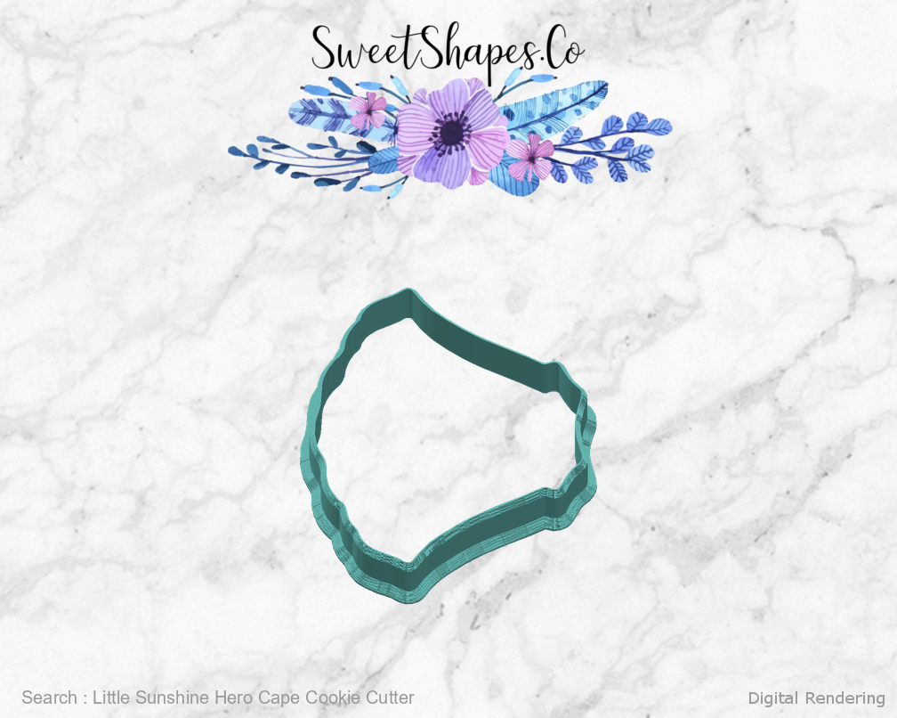 Little Sunshine Hero Cape Cookie Cutter — right view