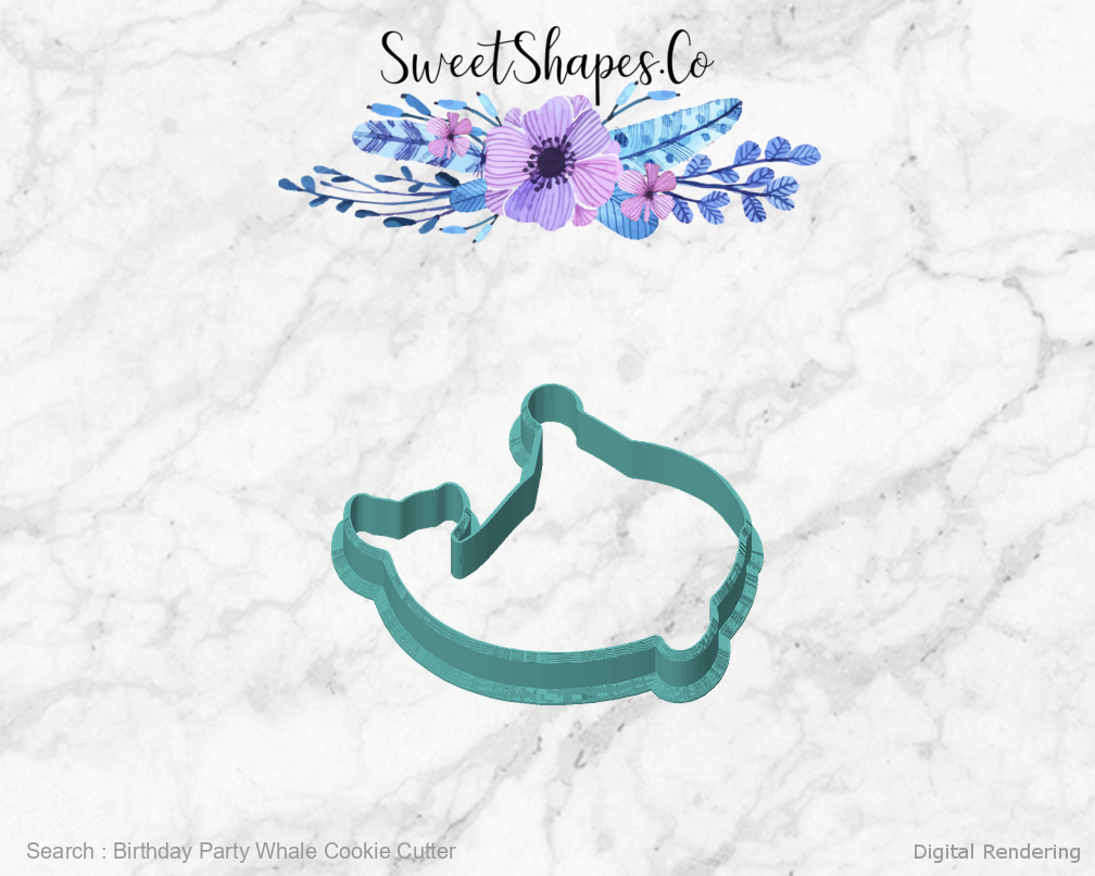 Birthday Party Whale Cookie Cutter — front view