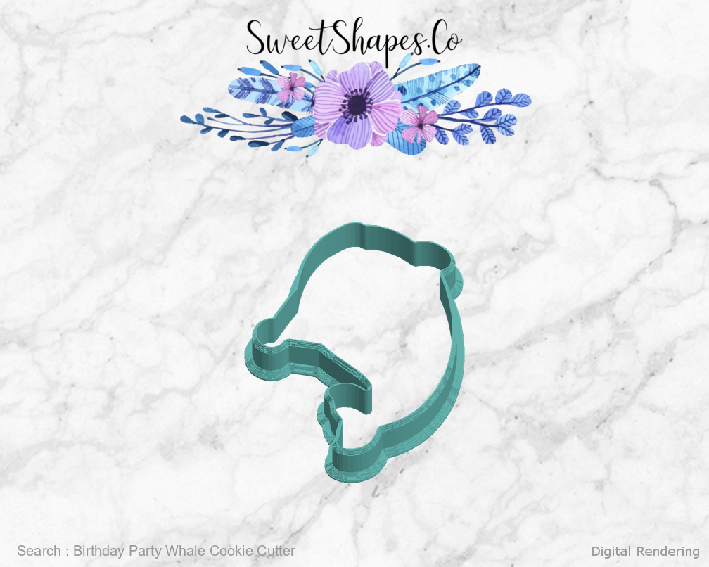 Birthday Party Whale Cookie Cutter — left view