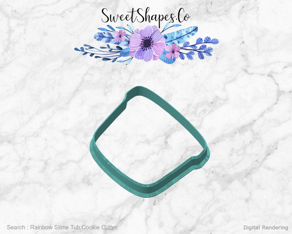 Rainbow Slime Tub Cookie Cutter — angled front view