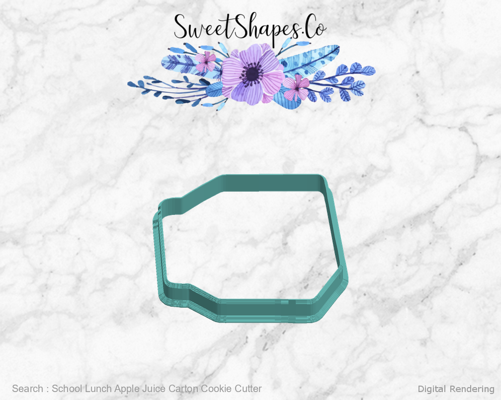 School Lunch Apple Juice Carton Cookie Cutter — left view