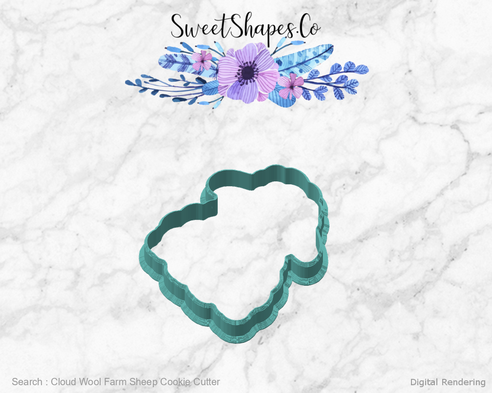 Cloud Wool Farm Sheep Cookie Cutter — angled front view