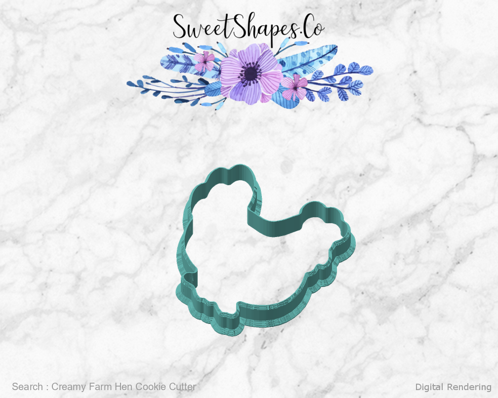 Creamy Farm Hen Cookie Cutter — angled front view