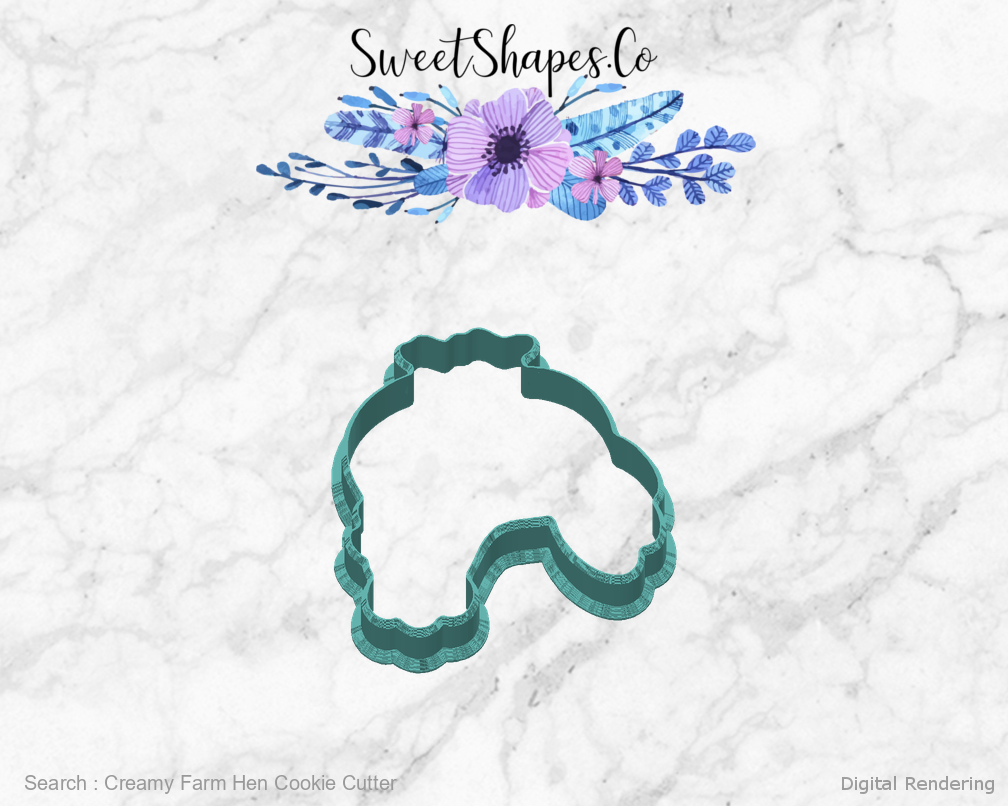Creamy Farm Hen Cookie Cutter — back view