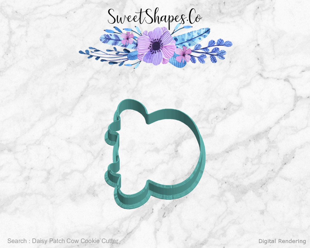 Daisy Patch Cow Cookie Cutter — left view