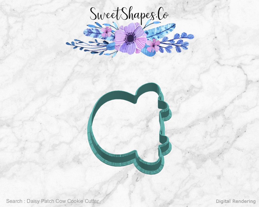 Daisy Patch Cow Cookie Cutter — right view