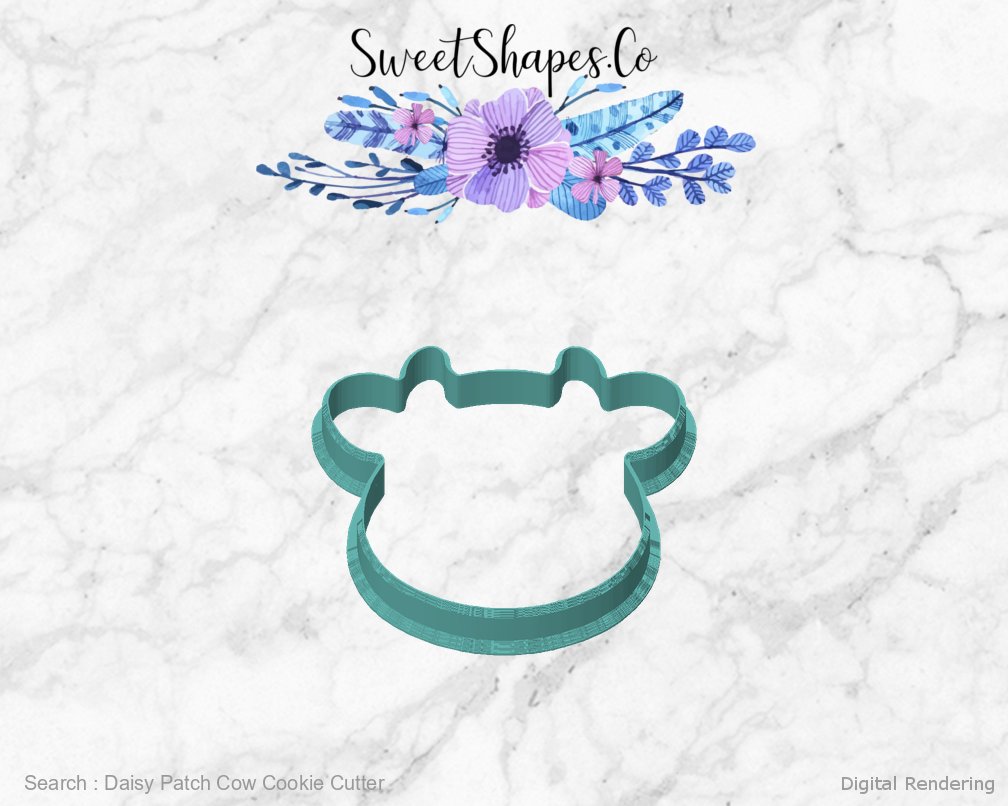 Daisy Patch Cow Cookie Cutter — front view