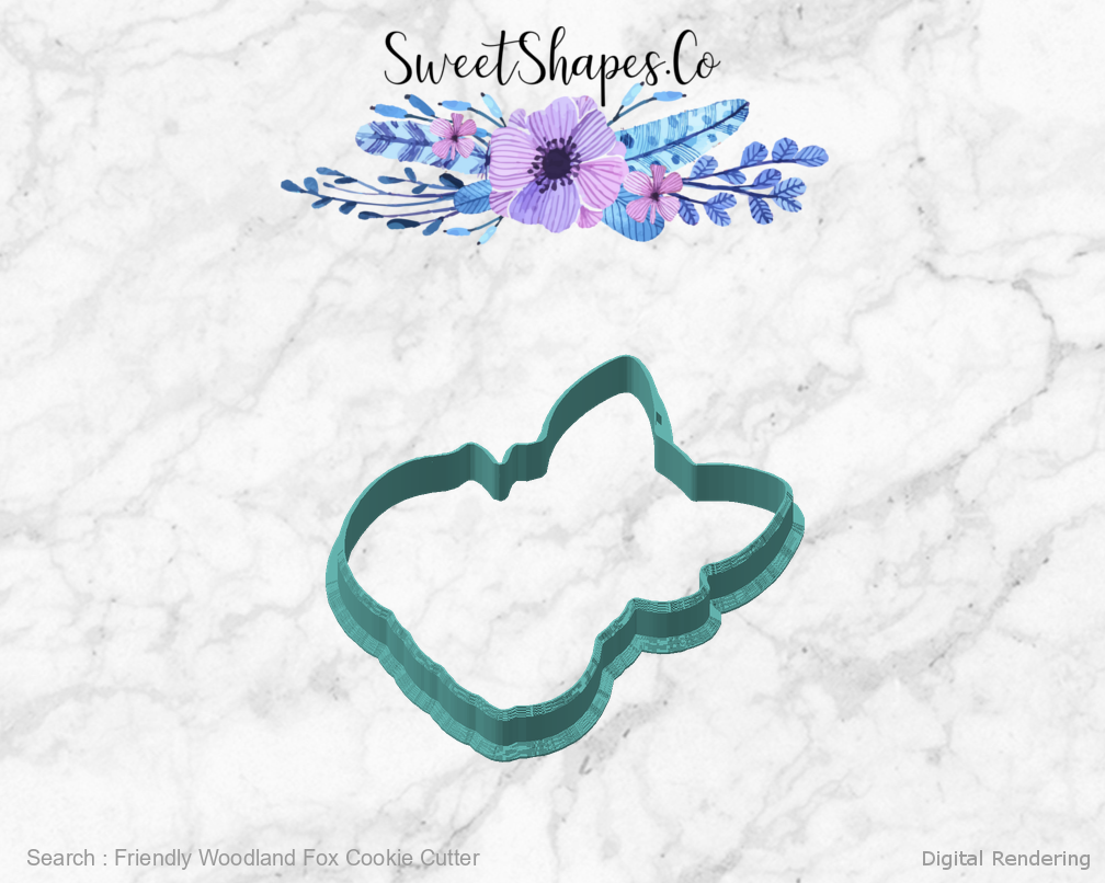 Friendly Woodland Fox Cookie Cutter — angled front view